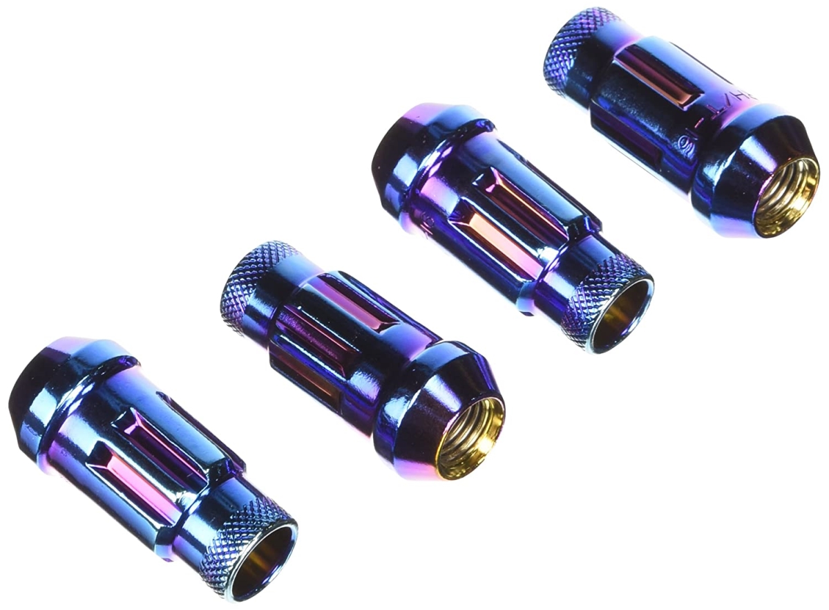 12 x 1.5 & 48 mm Muteki SR48 Open End Locking Lug Nut for 2016 Buick Cascada, Burning Blue Neon - Set of 4