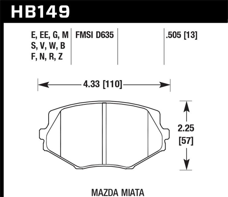 Hawk Performance HB149E.505 Front Brake Pads for 1994-2005 Miata Blue 9012 Race