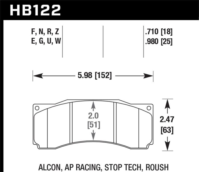 Hawk Performance HB122N.710 Performance Ceramic Street Brake Pads for 1998-2002 Chevrolet Camaro Base
