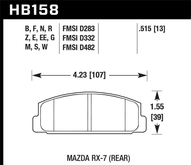 Hawk Performance HB158B.515 Rear Brake Pads for 2003-2005 Mazda 6 HPS 5.0