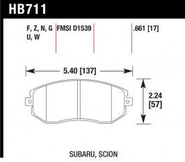 Front Street Brake Pads for 2013 Subaru BRZ 13 Legacy 2.5i 13 Scion FR-S DTC-30