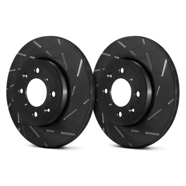 Slotted Rear Brake Rotors - Black - Vented - Performance Upgrade
