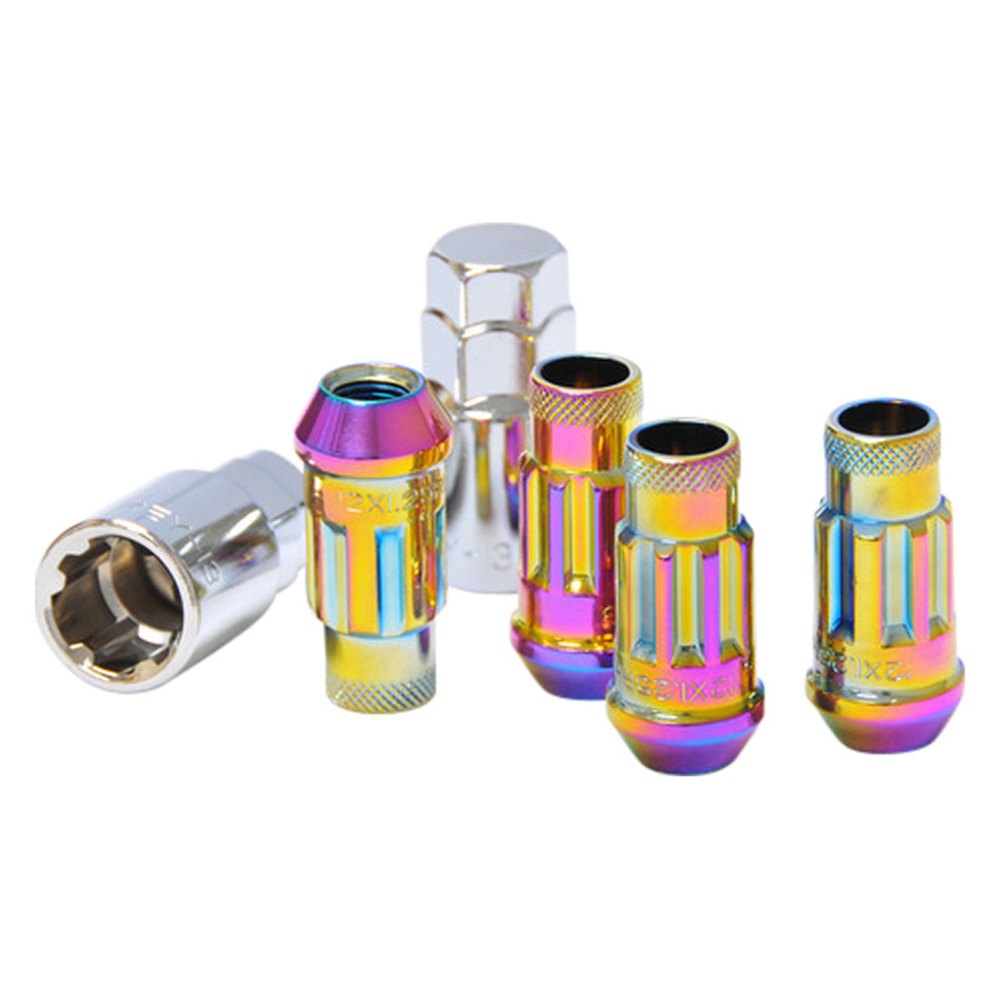 32901N M12 x 1.25 48 mm Muteki SR48 Neon Open End Locking Lug Nut for 1998-2001 Chevy Metro - Set of 4