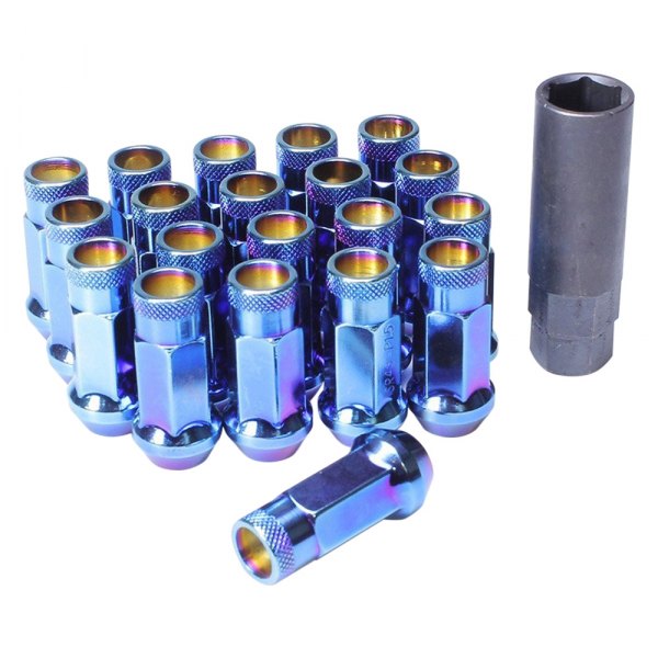 32905UN 48 mm Muteki SR48 Burned Blue Neon Cone Seat Open End Lug Nuts for 1998-2001 Chevy Metro, 1989-2004 Tracker