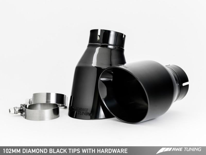 Exhaust with Quad Outlet Diamond Black Tips for Audi C7.5 A6 3.0T Touring Edition