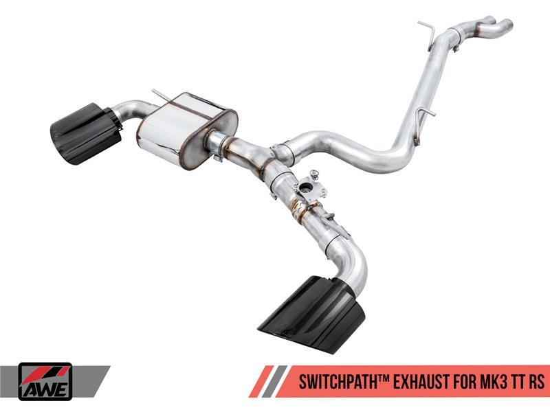 Exhaust with Diamond Black RS-Style Tips for 2018-2019 Audi TT RS 2.5L Turbo Coupe 8S-MK3 SwitchPath