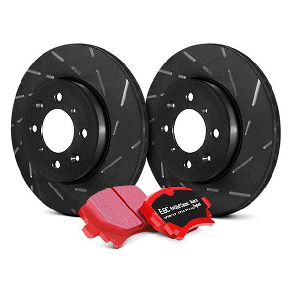 Picture of EBC S4KR1451 Stage 4 Signature Slotted Rear Brake Kit with Redstuff Brake Pads