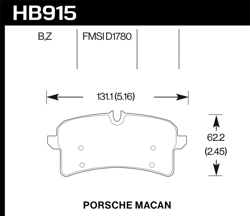 Hawk Performance HB915B.664 HPS 5.0 Street Rear Brake Pads for 2016-2018 Porsche Macan