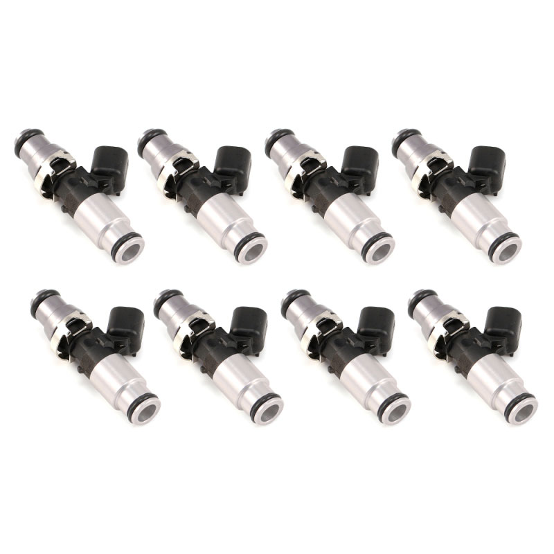 Picture of Injector Dynamics 1050.60.14.14B.4 14 mm 1050X Injectors with Top & Bottom Adapter&#44; Grey & Silver - Set of 4