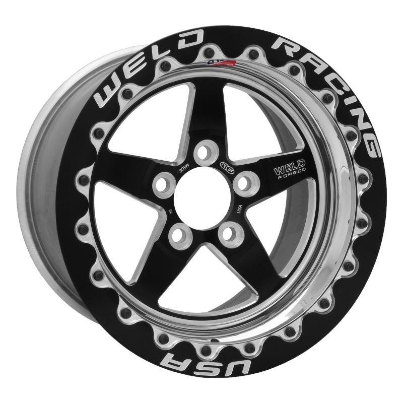 71MB510A75F 7.5 in. 5x4.5 mm Single Beadlock MT S71 15x10.33 BP & BS Medium Pad Wheel, Black