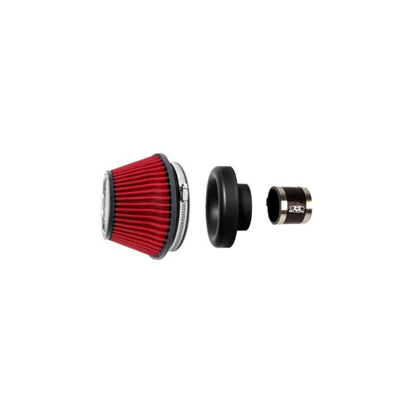 5 in. Shorty Performance Round Tapered Black Air Filter with 3.5 in. Velocity Stack & Coupler Kit, Black