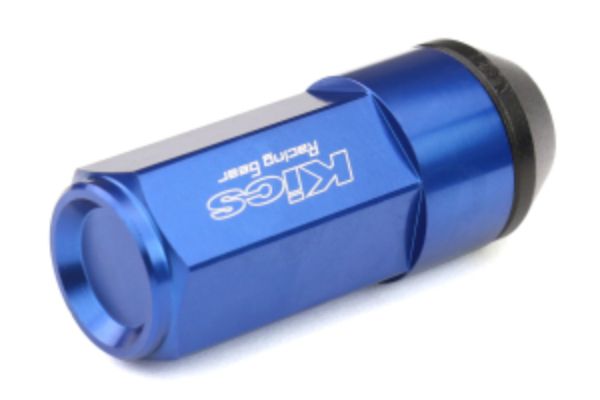12 x 1.25 in. 53 mm Leggdura Racing Shell Type Lug Nut, Blue - Closed-End Look Plus 4 Locks - 16 Piece