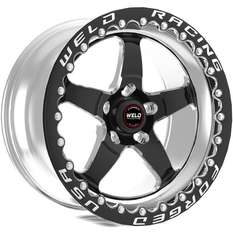 7.2 in. 43 mm S71 17x10-5x5 BP & BS O & S Single Beadlock Wheel, Black