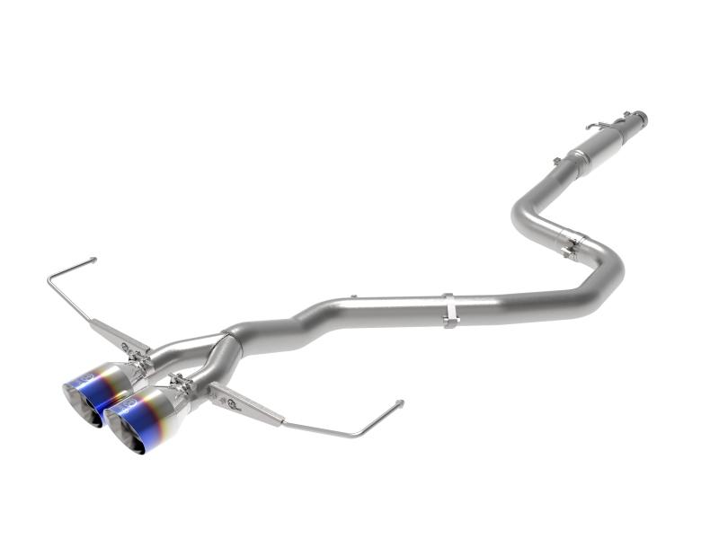 Picture of AFE 49-37011-L Takeda Blue Flame Dual Tips Exhaust System for 2019-2020 Cat-Back Hyundai Veloster 304SS
