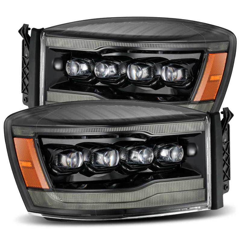Picture of AlphaRex 880538 LED Projector Headlights Plank Style Alpha Black with Sequence Signal&#44; DRL & Amber LED for 2006-2008 Ram 1500HD NOVA