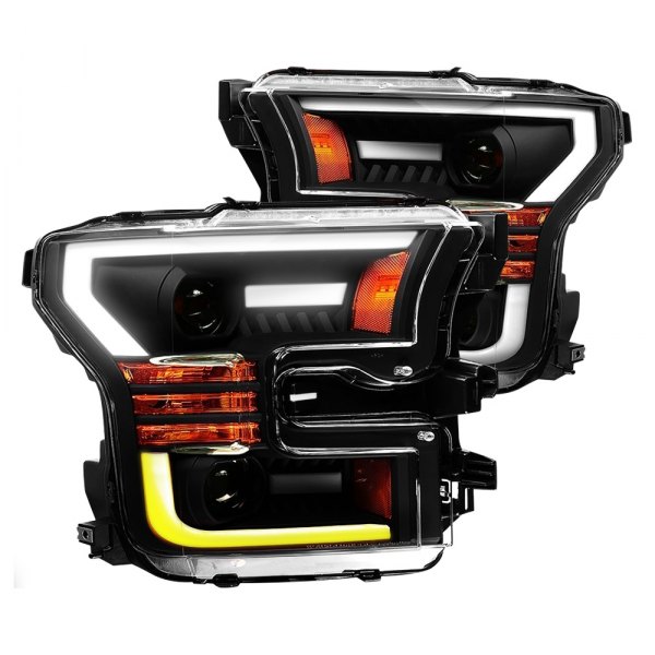 880167 LUXX-Series Black Sequential DRL Bar Projector LED Headlights for 2015-2020 Ford F-150
