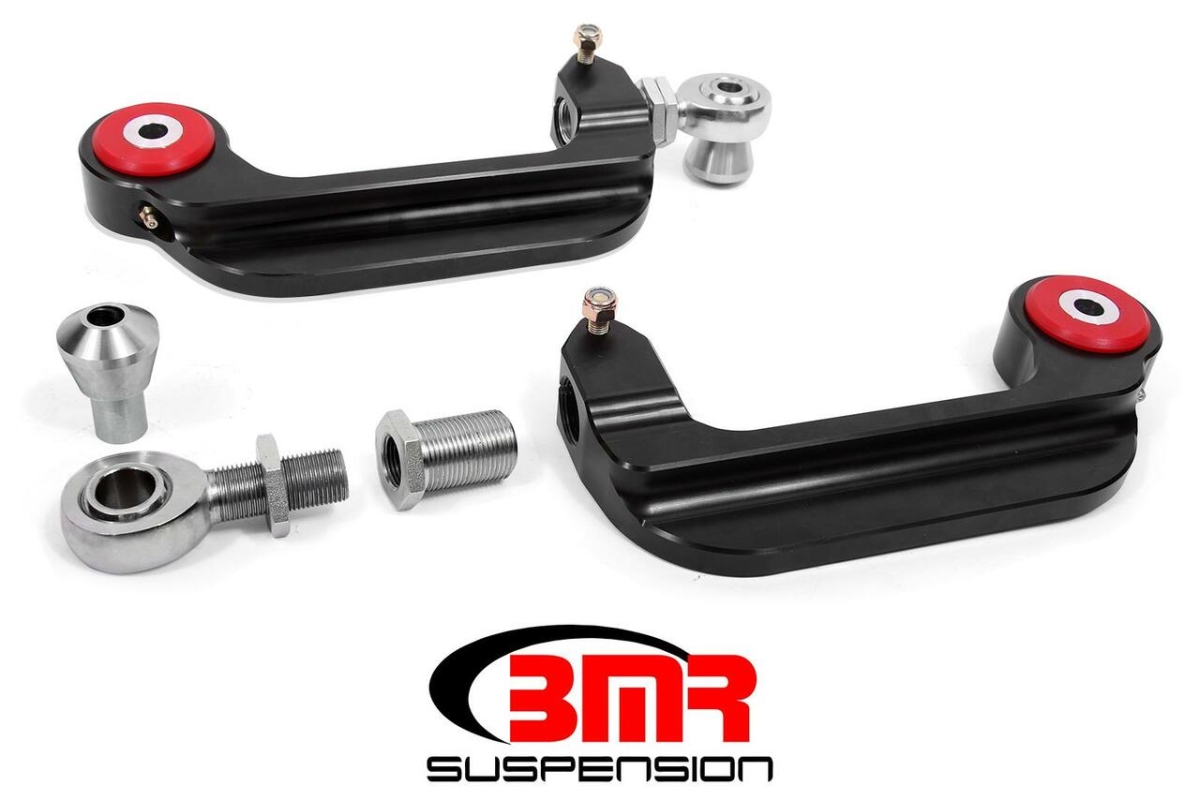 Billet Aluminum Camber Links Adjustable Poly & Rod Ends for 2015-2018 S550 Mustang, Anodized Black