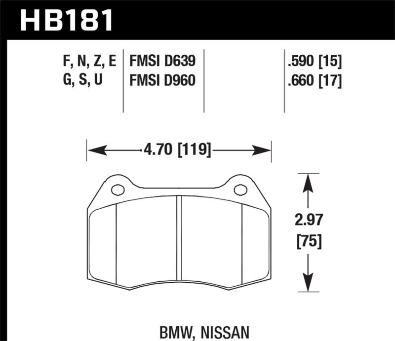 Front Street Brake Pads for 1994-1997 BMW 840CI & 850CI HPS