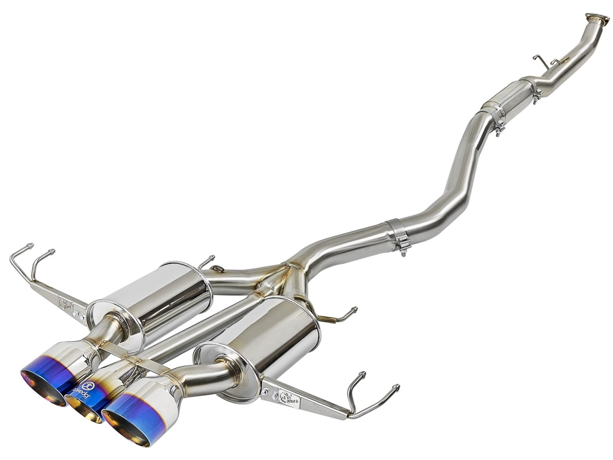Picture of AFE 49-36616-L 3 in. Takeda Exhaust System with Blue Flame Tips for 2017 Plus Honda Civic Type R I4 2.0L & Cat-Back 304 SS