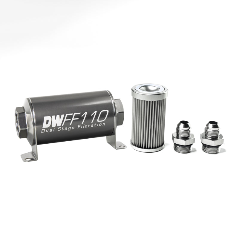 110 mm Stainless Steel 8 AN 10-Micron Universal Inline Fuel Filter Housing Kit