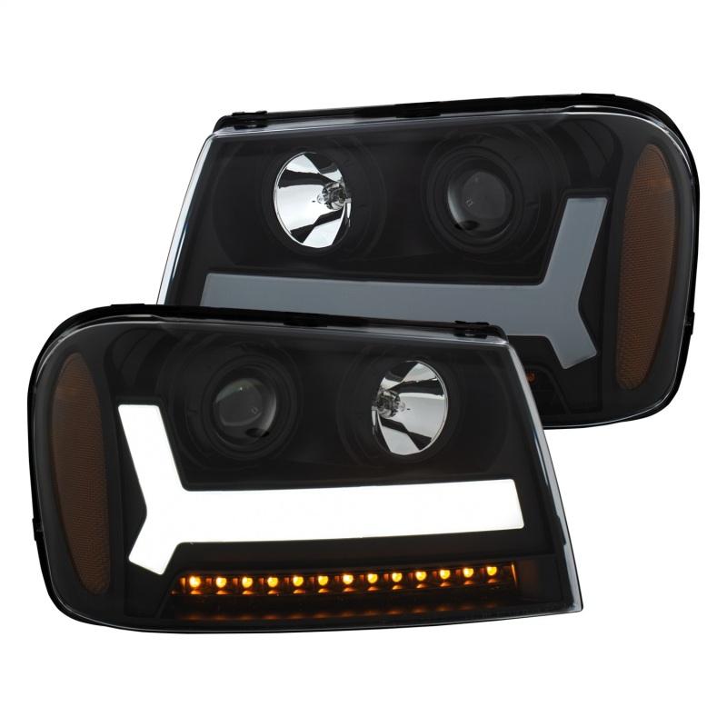 Picture of Anzo 111390 Trailblazer Projector Headlights with Plank Style Design for 2006-2009 Chevrolet&#44; Black & Amber
