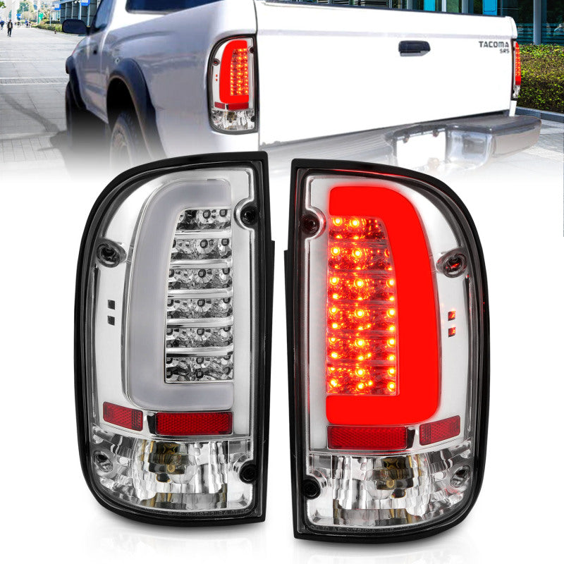 311355 Chrome Housing Clear Lens LED Taillights for 1995-2004 Toyota Tacoma - Pack of 2
