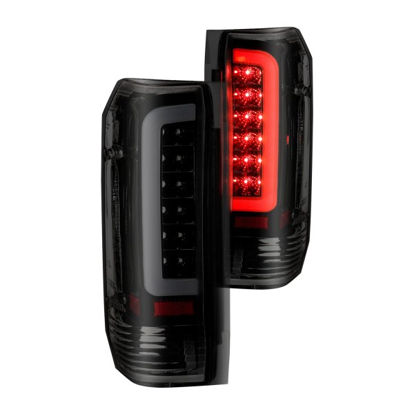 311351 Black Housing Smoke Lens Taillights for 1987-1996 Ford F-150 LED, Pack of 2