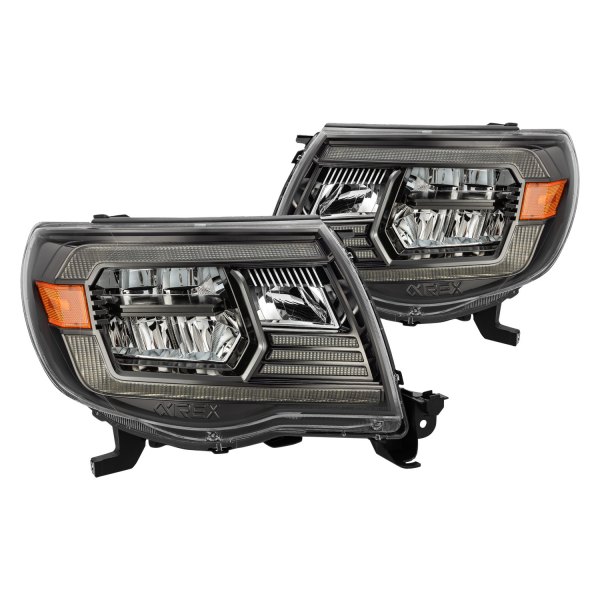 Picture of AlphaRex 880733 Plank Style Alpha Black Luxx Crystal Headlights with Activation Light & DRL for 2005-2011 Toyota Tacoma
