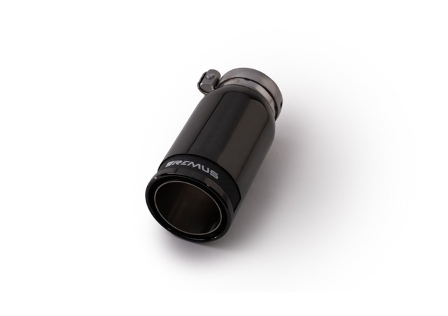 84 mm Universal Sport Exhaust Chorme Straight with Carbon Insert & Adjustable Clamp Tail Pipe, Black