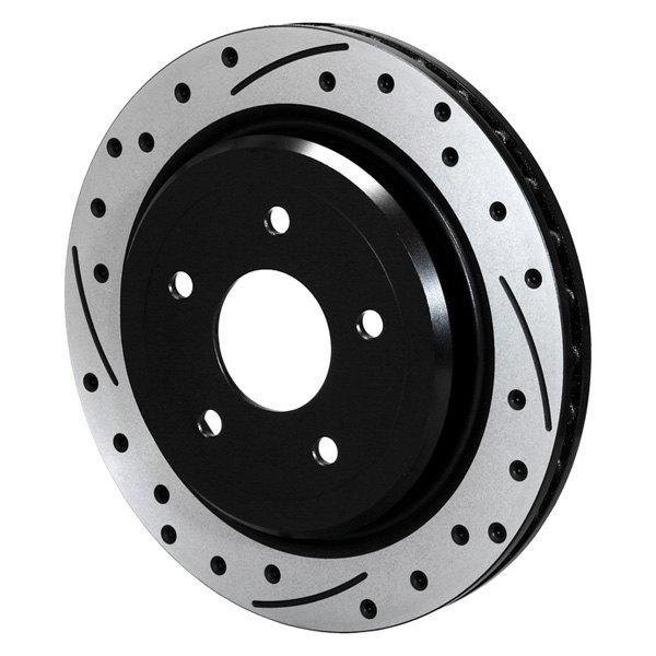 SRP Dimpled & Slotted Rear Passenger Side Brake Rotor, Black