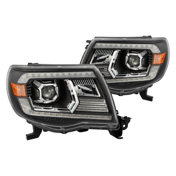 880738 Pro-Series Black LED DRL Bar Projector Headlights with Sequential Turn Signal for 2005-2011 Toyota Tacoma