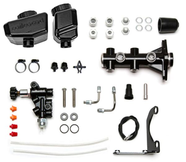 1.12 in. Bore Remote Tandem MC Kit with Bracket & Valve, Black