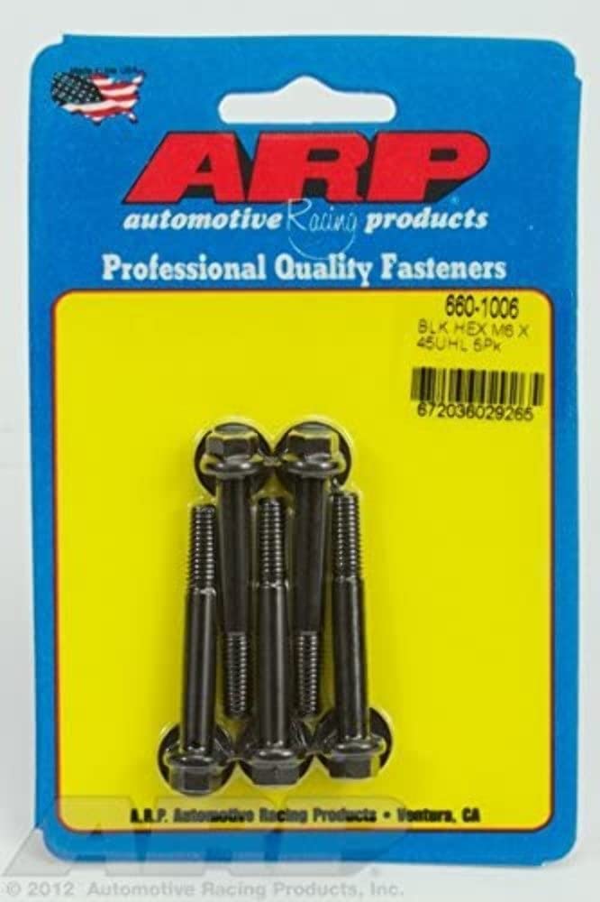 M6 x 1 x 45 mm Hex Black Oxide Bolts - Pack of 5
