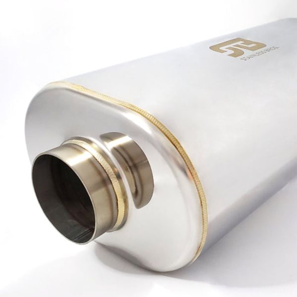 616-07613-2100 3 x 12 in. Oal 304 Stainless Steel Muffler, Polished