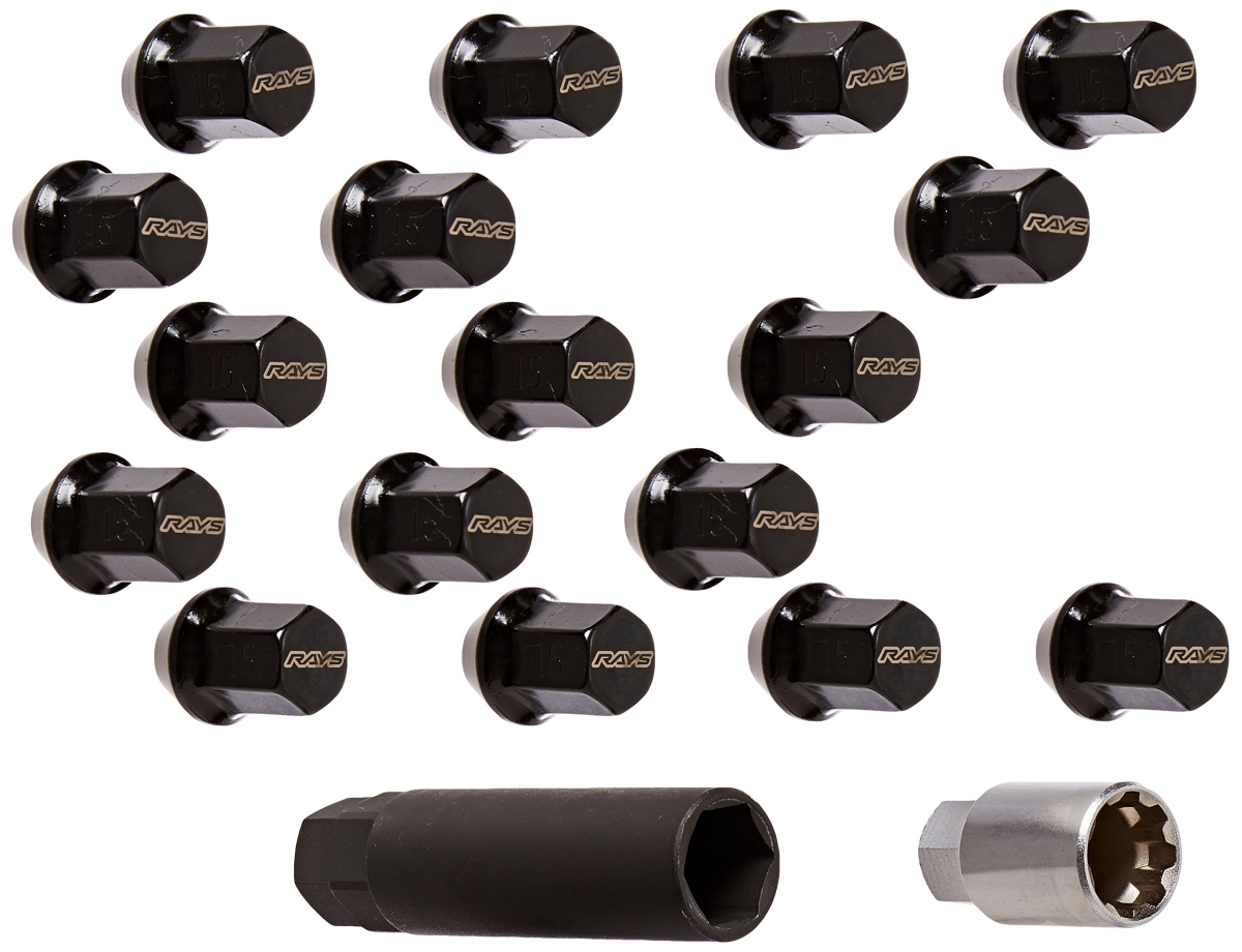 W171215B 5-Hole 16 Piece Nut 4 Piece Lock Nut with Adapter & Lock Nut Key, Black - M12 x 1.50 in.
