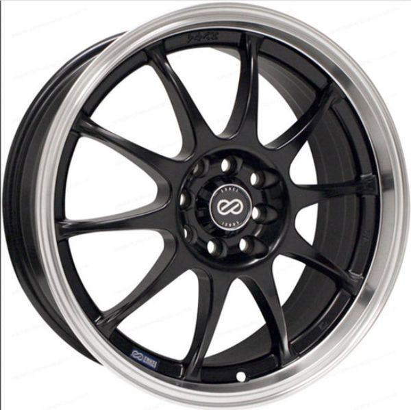 15 x 6.5 in. J10 5 x 100 & 114.3 mm 38 mm Offset 72.62 mm Bore Matte Black with Machined Lip Wheel