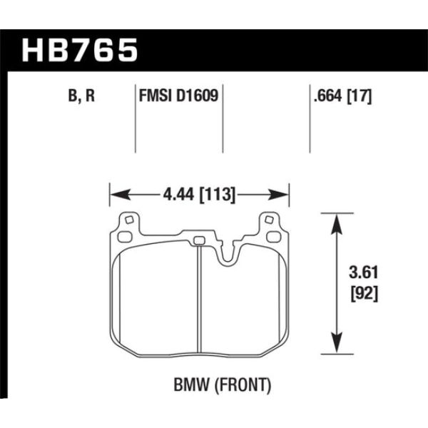 Hawk Performance HB765Z.664 XDrive Performance Ceramic Street Front Brake Pads for 2013-2016 BMW 328I
