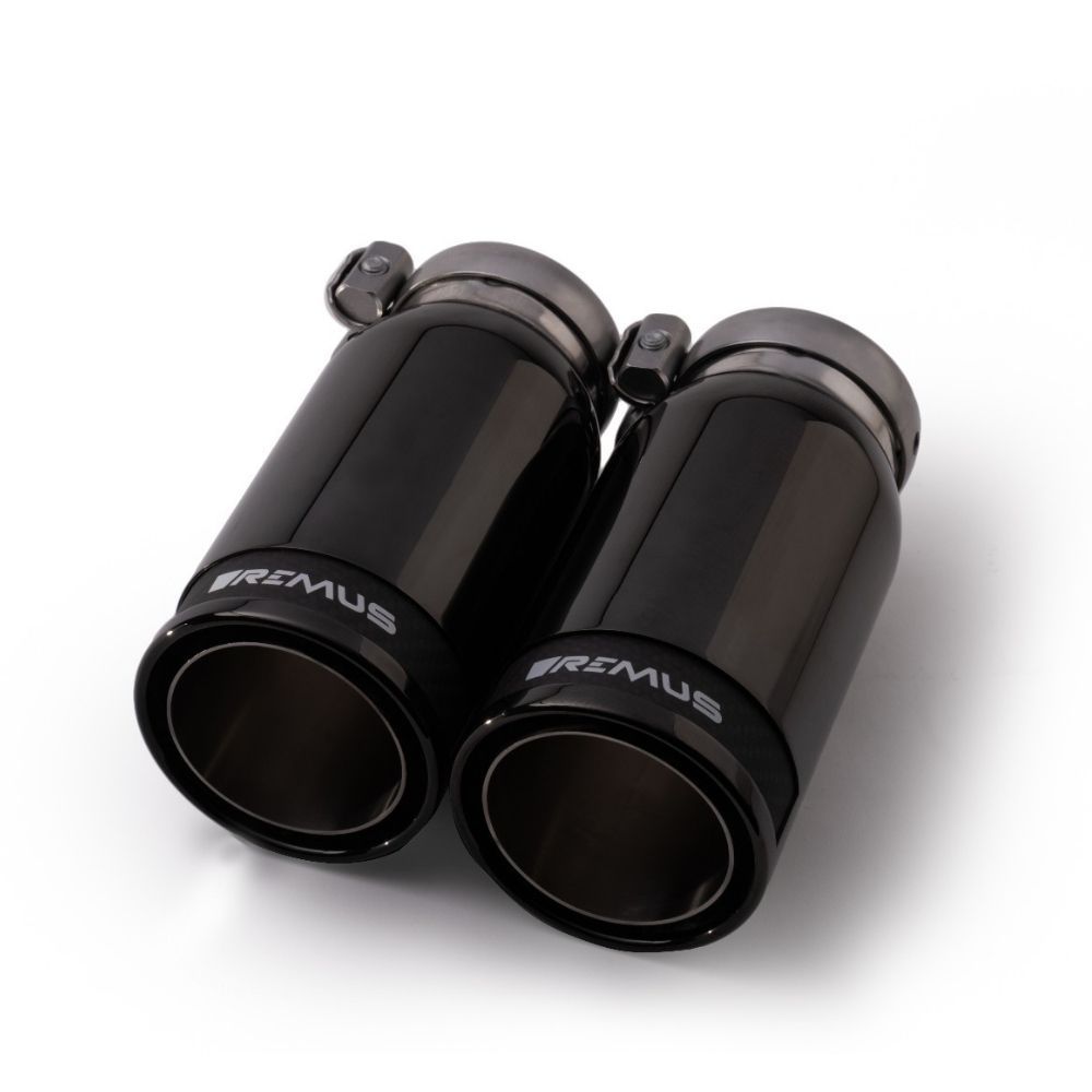 84 mm Stainless Steel Black Chrome Straight with Carbon Insert Tail Pipe Set - Pack of 2