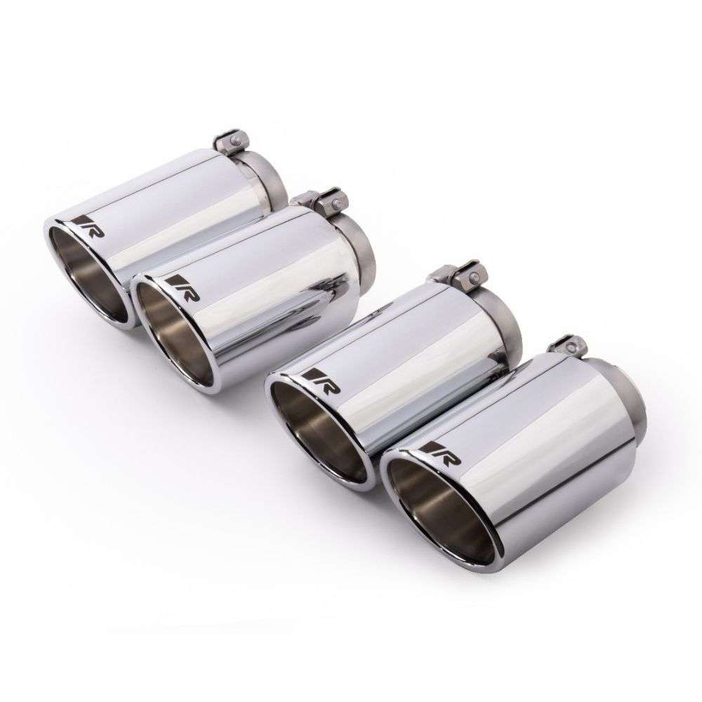 102 mm Stainless Steel Angled Rolled Edge Chrome Tail Pipe Set
