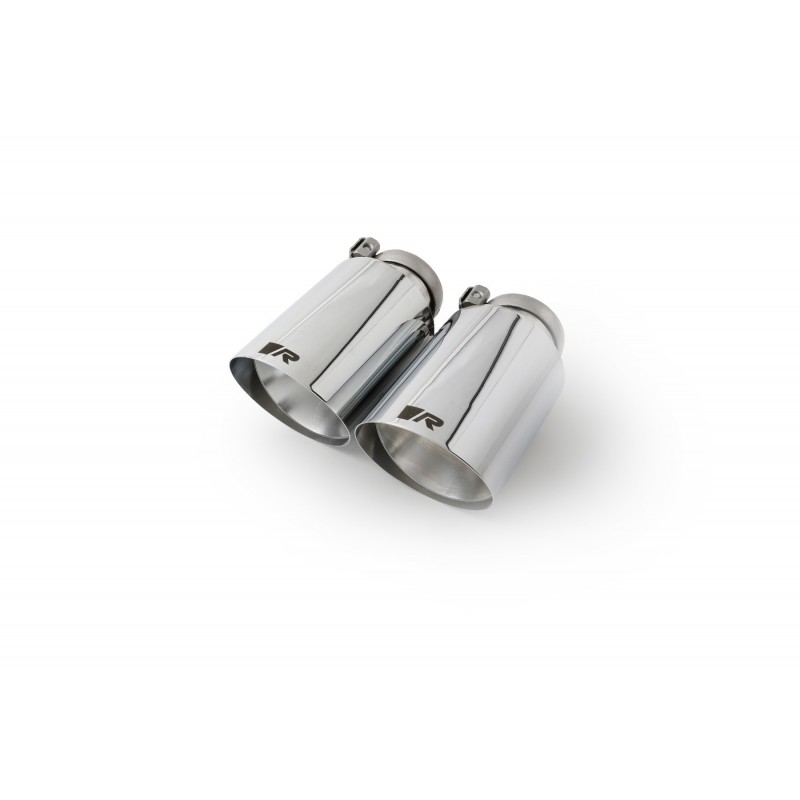 102 mm Stainless Steel Angled Straight Cut Chrome with Adjustable Clamp Tail Pipe Set - Pack of 2
