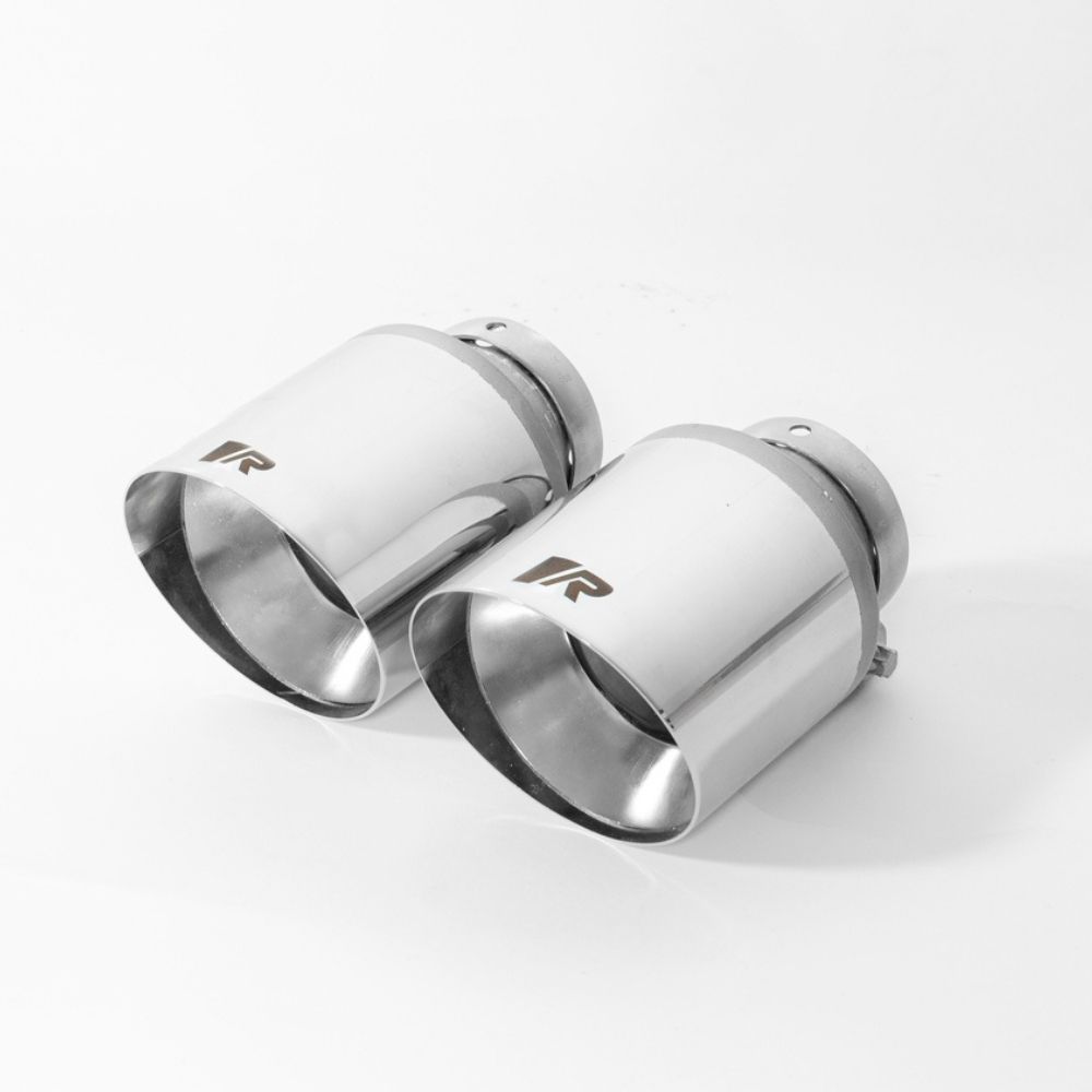 0426 70SGR 102 mm Stainless Steel Short Style Straight Chrome Tail Pipe Set - Pack of 2