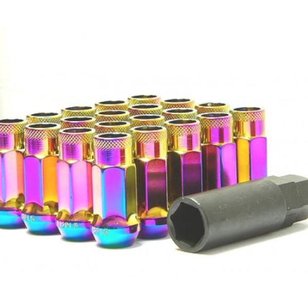 12 x 1.50 in. Muteki SR48 Open End Locking Lug Nut, Neon - 48 mm - Set of 4