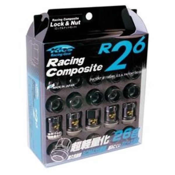 12 x 1.50 in. R26 Lug Nuts Plus 4 Locks, Black