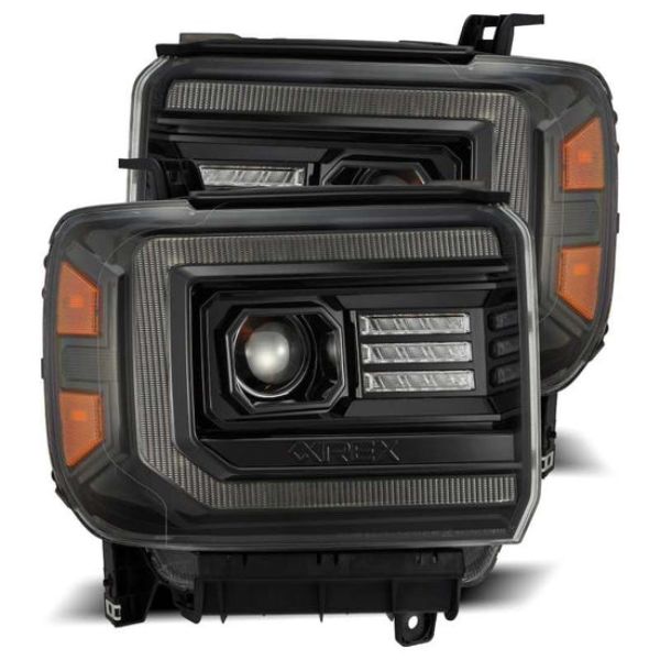 880612 Pro-Series Plank Style Projector Headlights with Activation Light, Sequential Signal & DRL for 2014-2018 GMC Sierra, Alpha Black