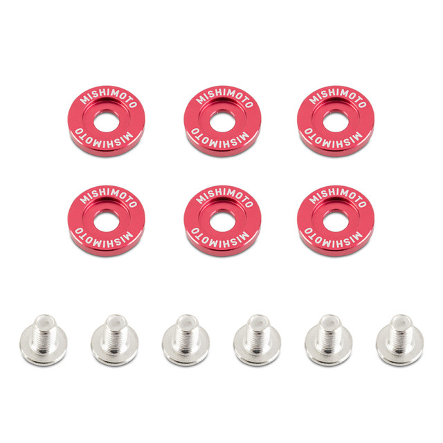 Picture of Mishimoto MMFW-SM-6RD Fender Washer Kit&#44; Red - Small - 6 Piece
