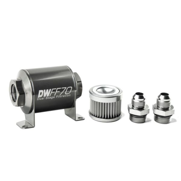 70 mm Stainless Steel 8AN 10 Micron Universal Inline Fuel Filter Housing Kit