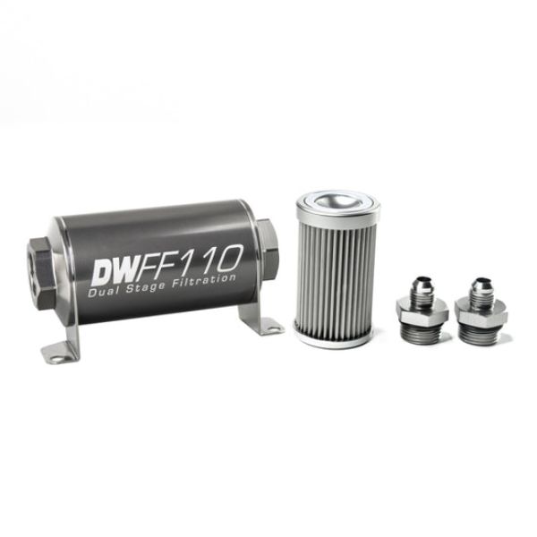 110 mm Stainless Steel 6AN 10 Micron Universal Inline Fuel Filter Housing Kit