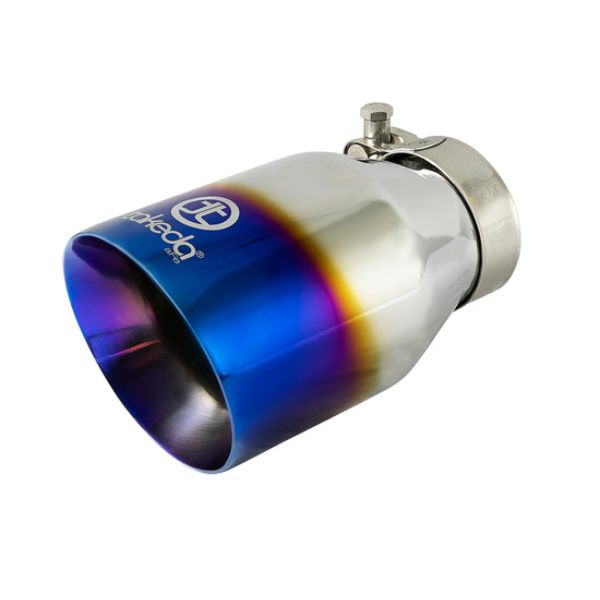 AFE 49T25404-L07 2.5 in. Inlet & 4 in. Outlet Takeda 304 Stainless Steel Clamp-On Exhaust Tip, Blue Flame -  Advanced Flow Engineering Inc