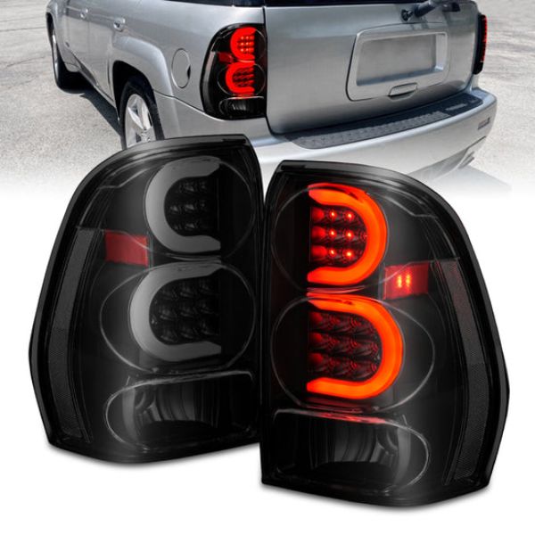 311372 LED Tail Lights with Light Bar for 2002-2009 Chevrolet Trailblazer, Black Housing & Smoke Lens
