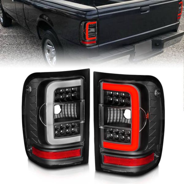 311390 LED Tail Lights with Light Bar for 2001-2011 Ford Ranger, Black Housing & Clear Lens